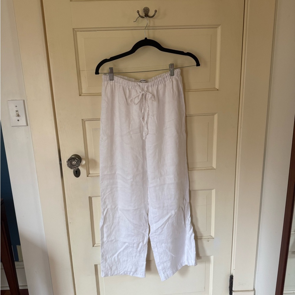 Reformation White Linen Drawstring Pants - Size Small